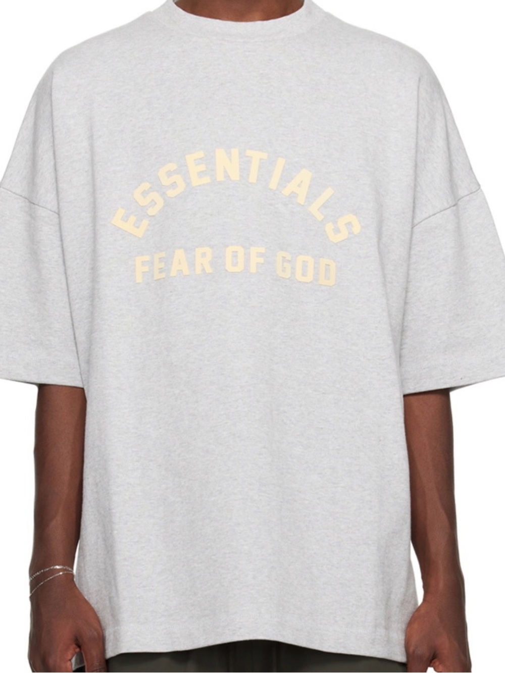 Fear of God Essentials Logo Tee Heather Gray T-Shirt NWT Size XL Oversized